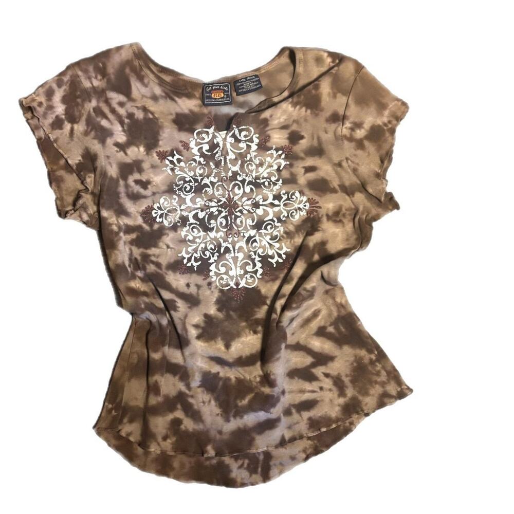 Y2k brown tie dye baby tee